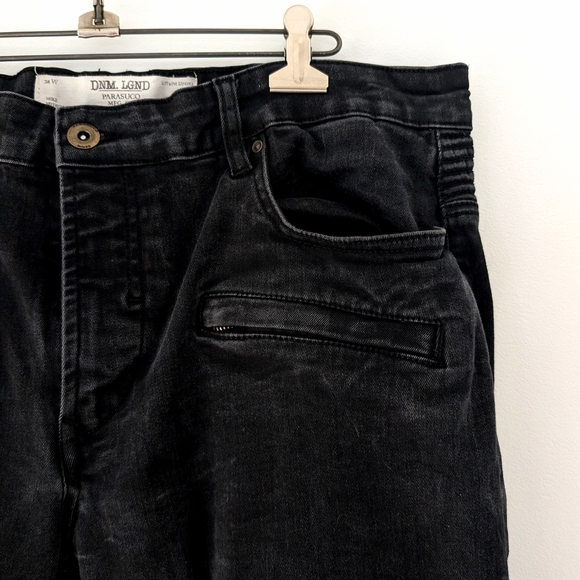Parasuco Men's Moto / Biker Fit Distressed Black Jeans ~ Size 38 - Picture 4 of 12